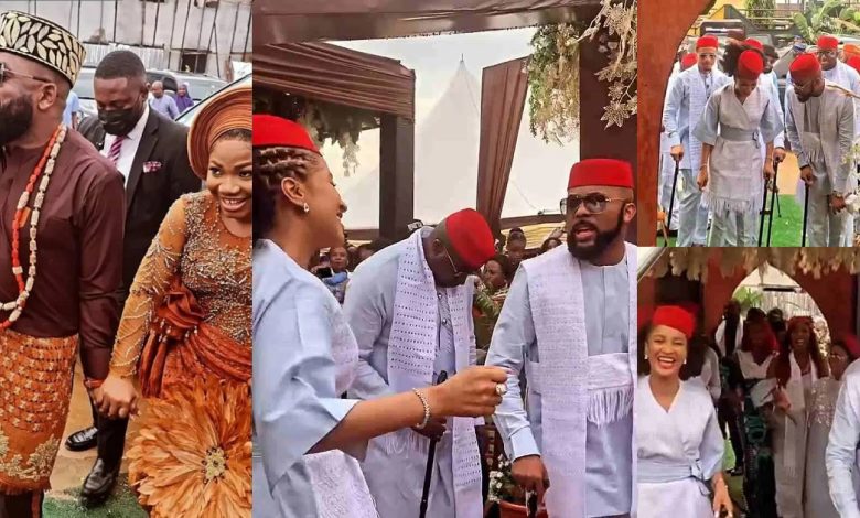 moment-banky-w-and-wife,-adesua-stole-the-show-at-mercy-chinwo’s-traditional-wedding-with-their-grand-entrance-(video)