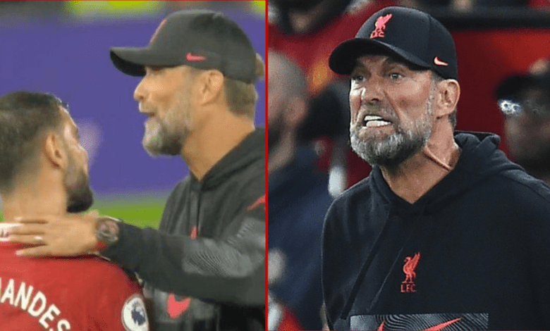 video:-klopp-‘strangles’-bruno-fernandes-after-liverpool-lose-to-manchester-united