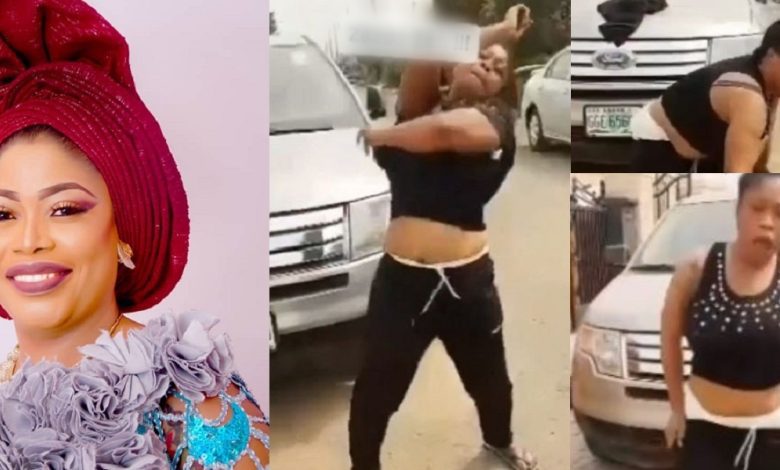 mixed-reactions-as-actress,-bimbo-akisanya-creates-a-scene-on-the-street-as-she-celebrates-tinubu’s-victory-(video)